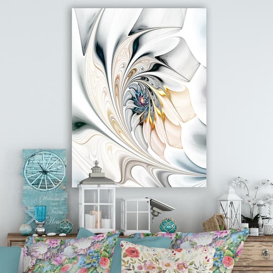 Designart - White Stained Glass Floral Art
